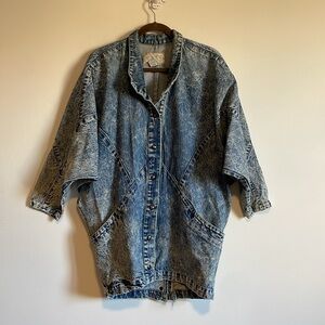 Retro Jean Jacket Stonewash Denim Minimalist SM Blue Casual 80s Chore Coat